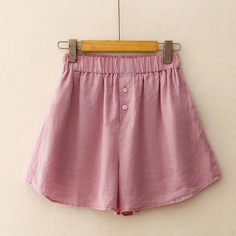 Summer 2pcs Plain Long Sleeve Shirt Top Cardigan Shorts Meditation Clothing Women's Set With Pockets