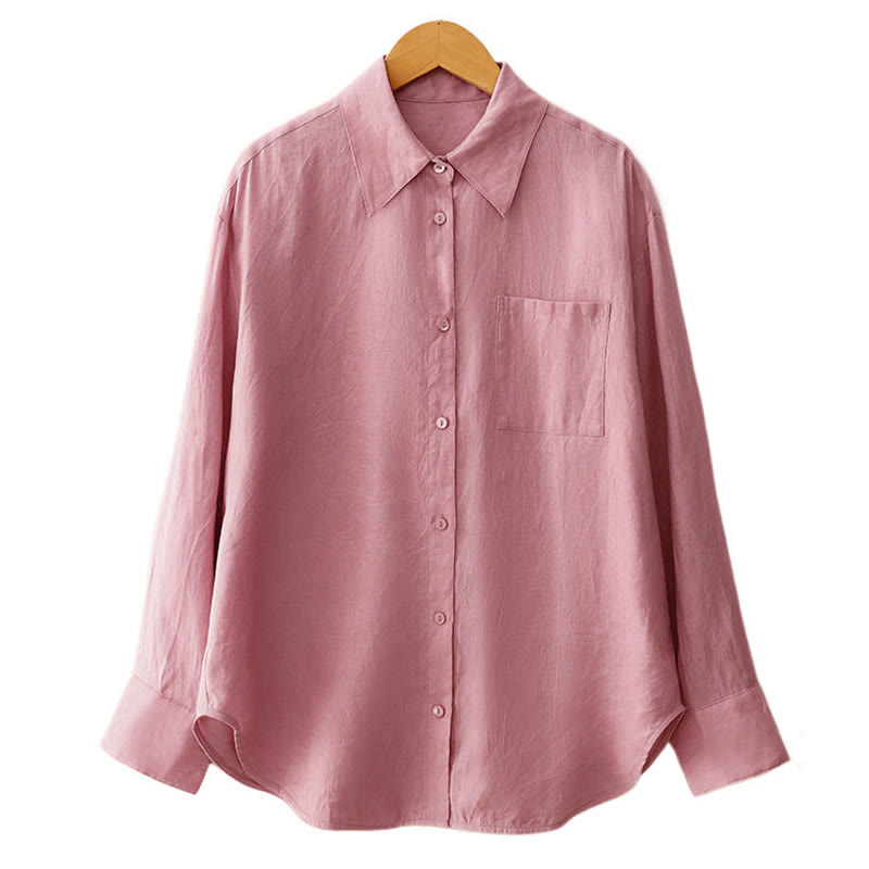 Summer 2pcs Plain Long Sleeve Shirt Top Cardigan Shorts Meditation Clothing Women's Set With Pockets