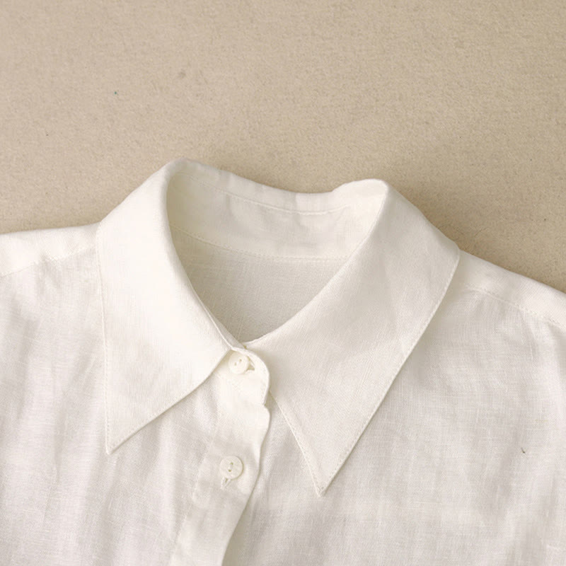 Summer 2pcs Plain Long Sleeve Shirt Top Cardigan Shorts Meditation Clothing Women's Set With Pockets