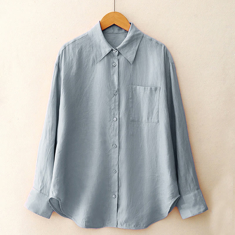 Summer 2pcs Plain Long Sleeve Shirt Top Cardigan Shorts Meditation Clothing Women's Set With Pockets