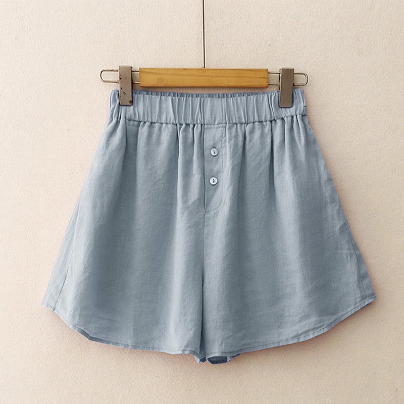 Summer 2pcs Plain Long Sleeve Shirt Top Cardigan Shorts Meditation Clothing Women's Set With Pockets