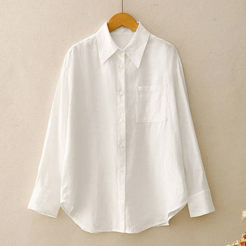 Summer 2pcs Plain Long Sleeve Shirt Top Cardigan Shorts Meditation Clothing Women's Set With Pockets