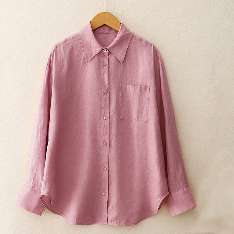 Summer 2pcs Plain Long Sleeve Shirt Top Cardigan Shorts Meditation Clothing Women's Set With Pockets