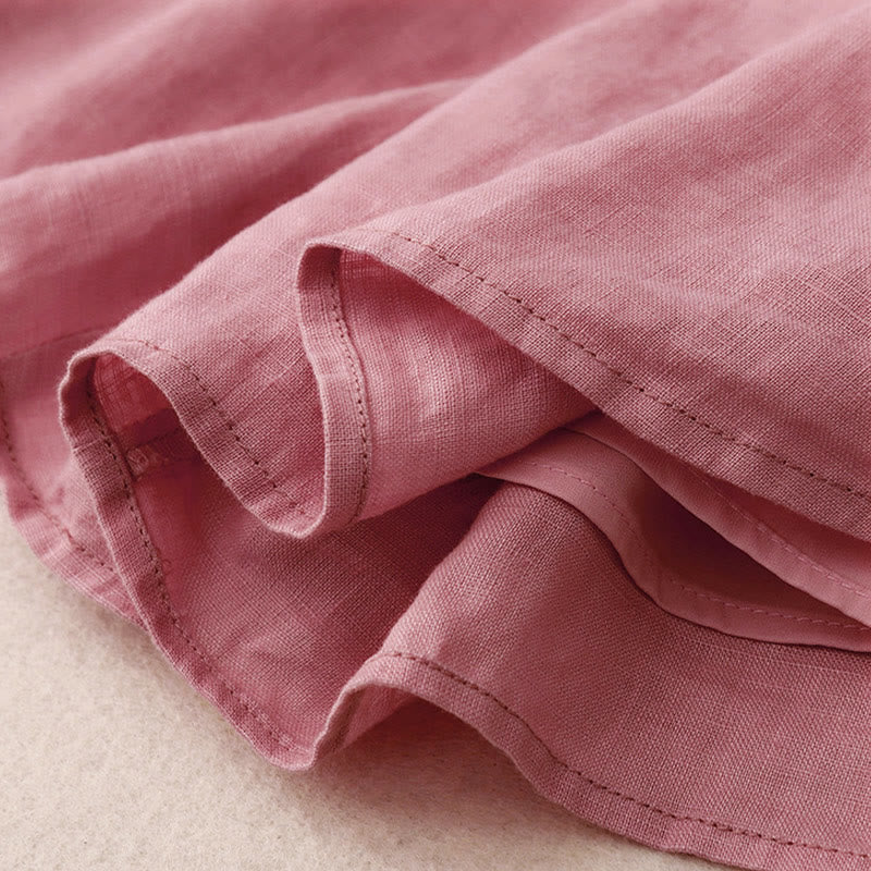 Summer 2pcs Plain Long Sleeve Shirt Top Cardigan Shorts Meditation Clothing Women's Set With Pockets