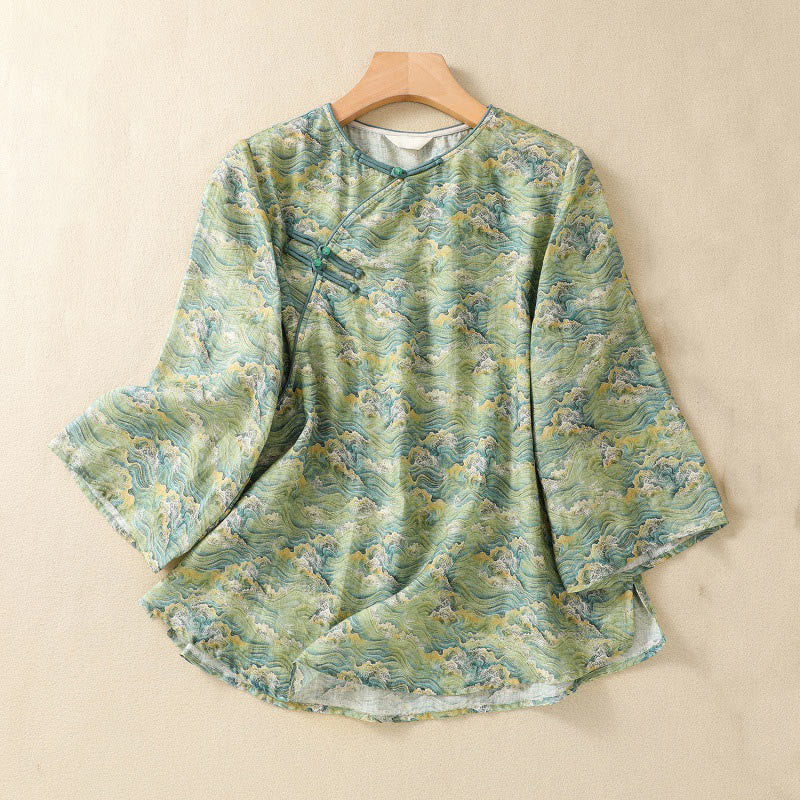 Lightweight Cotton Linen Minimalist Meditation Women's Shirt