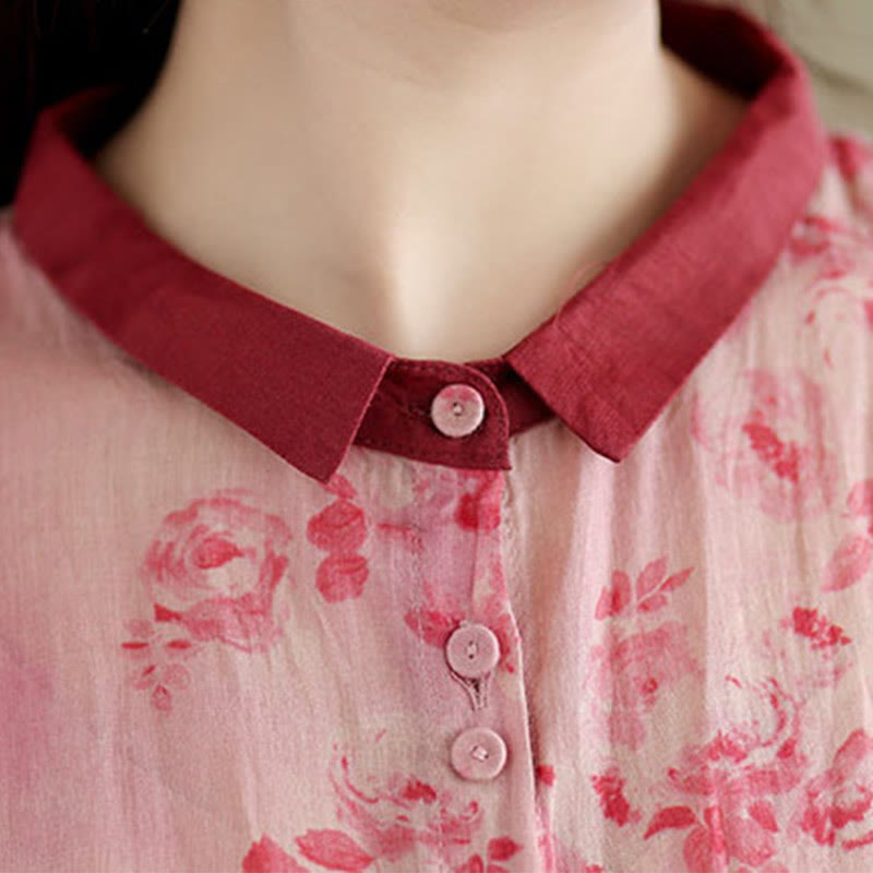 Botanical Print Cotton Blend Mindful Midi Dress with Pockets