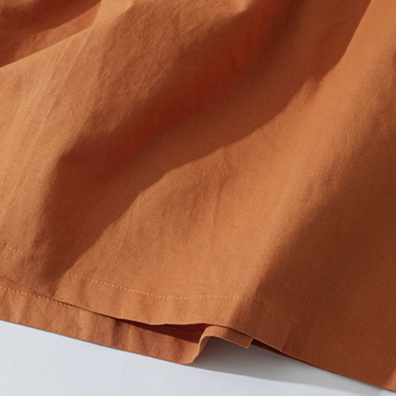 Tactile Cotton Button-Down Mindful Movement Midi Dress with Pockets