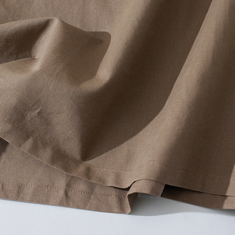Tactile Cotton Button-Down Mindful Movement Midi Dress with Pockets