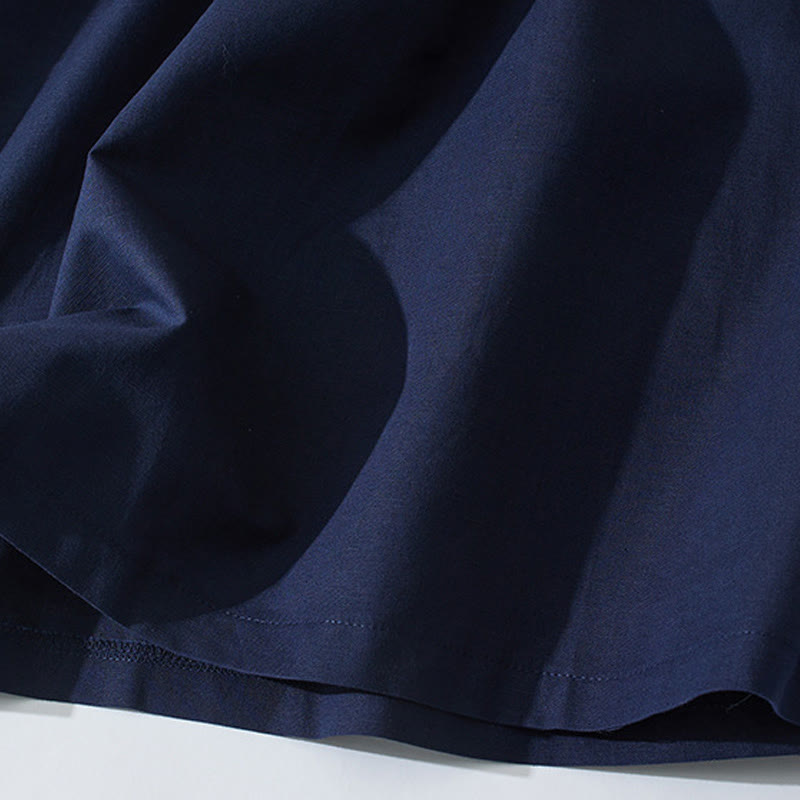 Tactile Cotton Button-Down Mindful Movement Midi Dress with Pockets