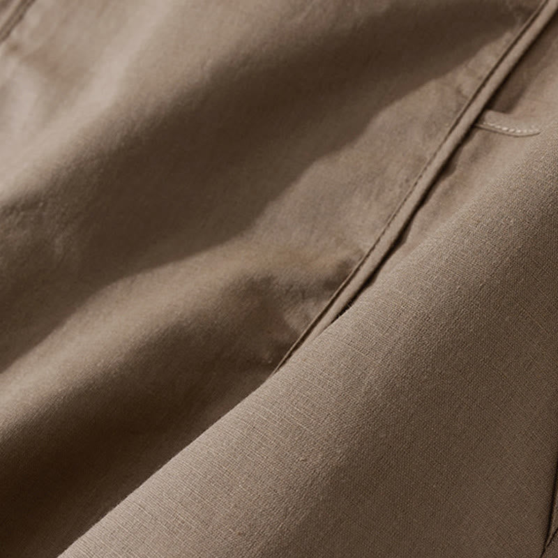 Tactile Cotton Button-Down Mindful Movement Midi Dress with Pockets