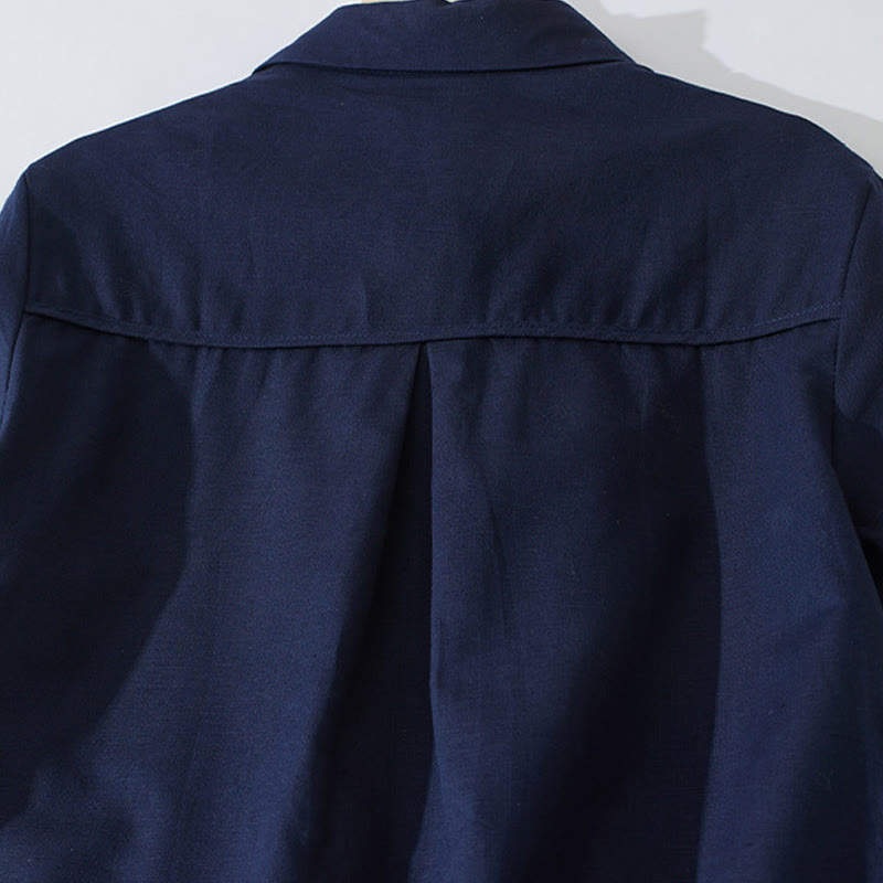 Tactile Cotton Button-Down Mindful Movement Midi Dress with Pockets