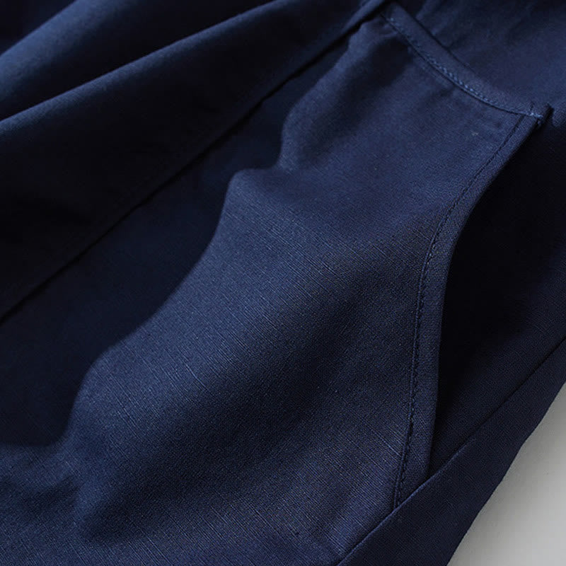 Tactile Cotton Button-Down Mindful Movement Midi Dress with Pockets