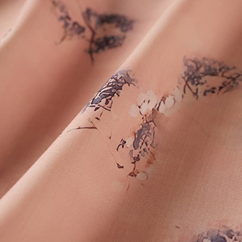 Breathable Cotton Floral Stand-Collar Tea Ceremony Cheongsam Dress