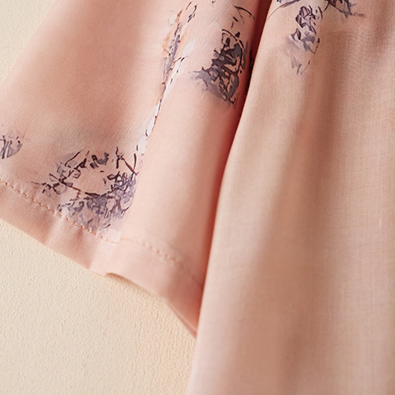 Breathable Cotton Floral Stand-Collar Tea Ceremony Cheongsam Dress