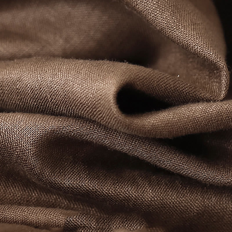 Cotton Linen Pleated Drawstring Mindful Midi Dress