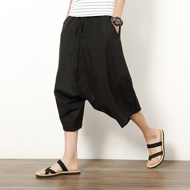 Breathable Cotton Linen Cropped Wide-Leg Meditation Pants