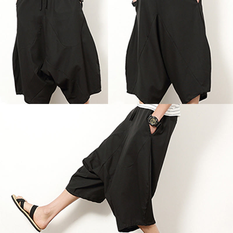 Breathable Cotton Linen Cropped Wide-Leg Meditation Pants