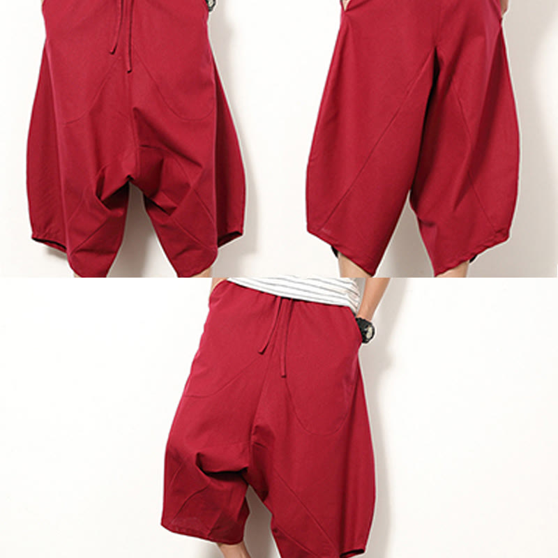 Breathable Cotton Linen Cropped Wide-Leg Meditation Pants