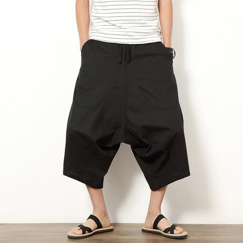 Breathable Cotton Linen Cropped Wide-Leg Meditation Pants