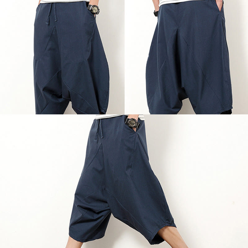 Breathable Cotton Linen Cropped Wide-Leg Meditation Pants