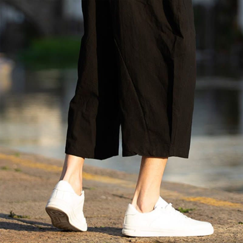 Breathable Cotton Linen Crop Straight-Leg Meditation Pants