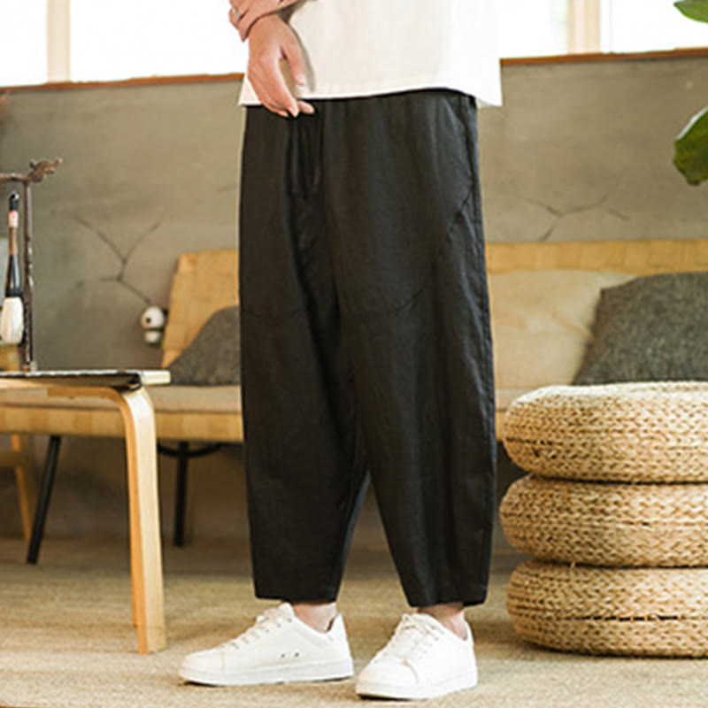 Tactile Linen Tapered Grounding Men's Harem Pants
