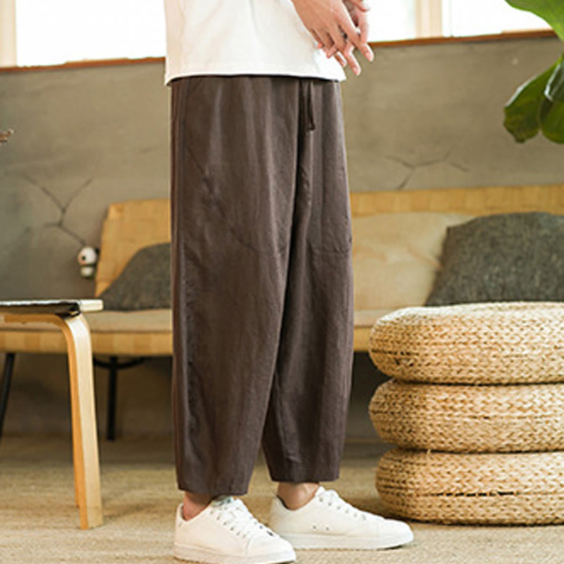 Tactile Linen Tapered Grounding Men's Harem Pants