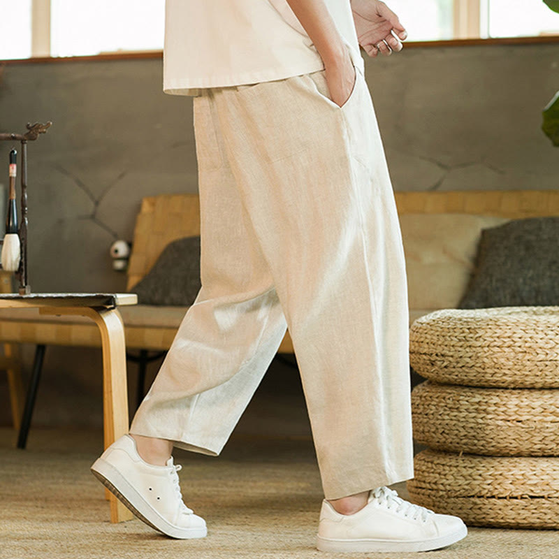 Tactile Linen Tapered Grounding Men's Harem Pants