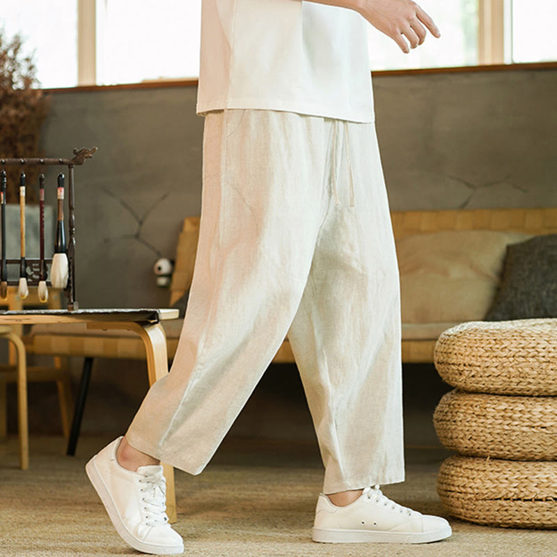 Tactile Linen Tapered Grounding Men's Harem Pants
