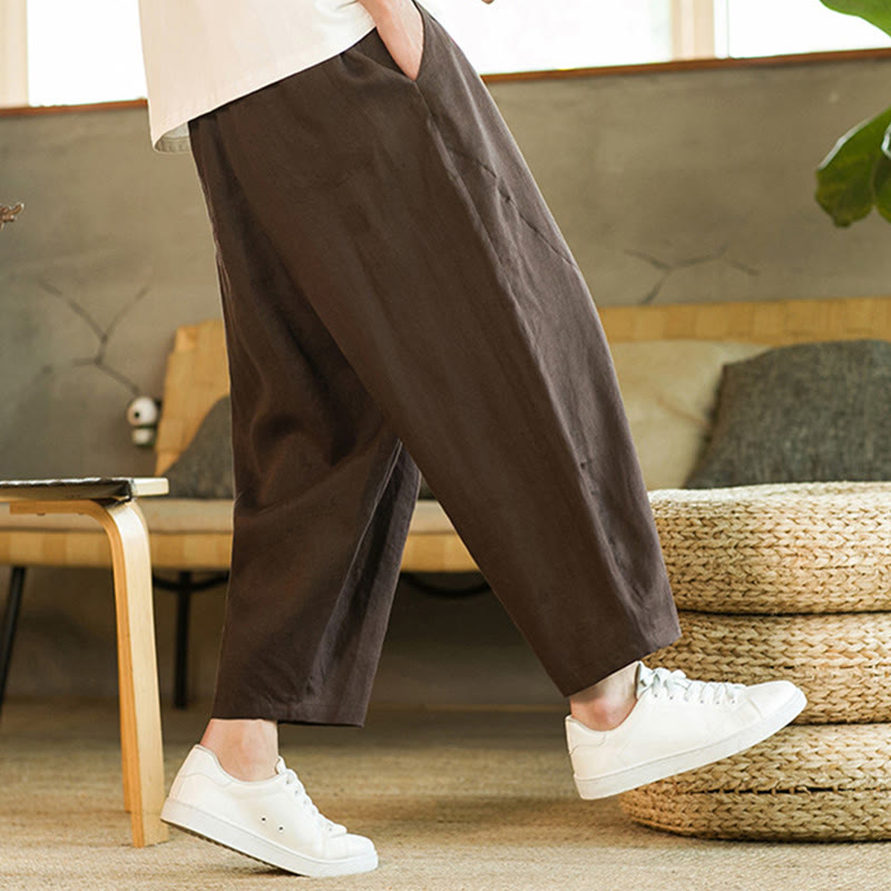 Tactile Linen Tapered Grounding Men's Harem Pants