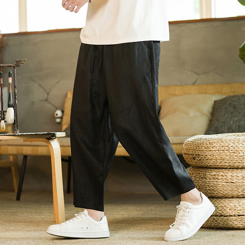 Tactile Linen Tapered Grounding Men's Harem Pants