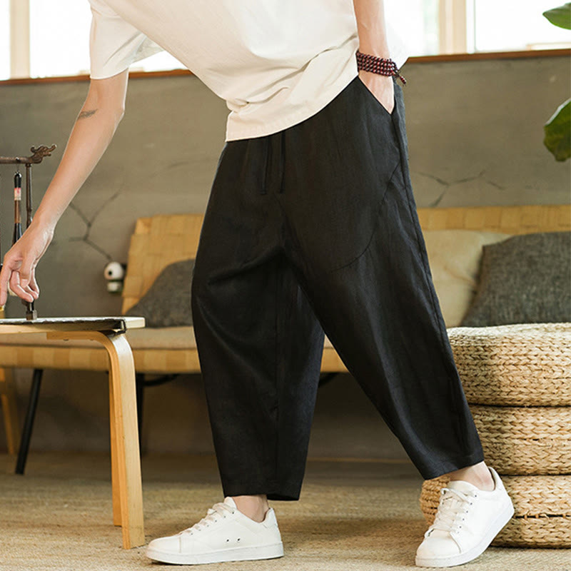Tactile Linen Tapered Grounding Men's Harem Pants