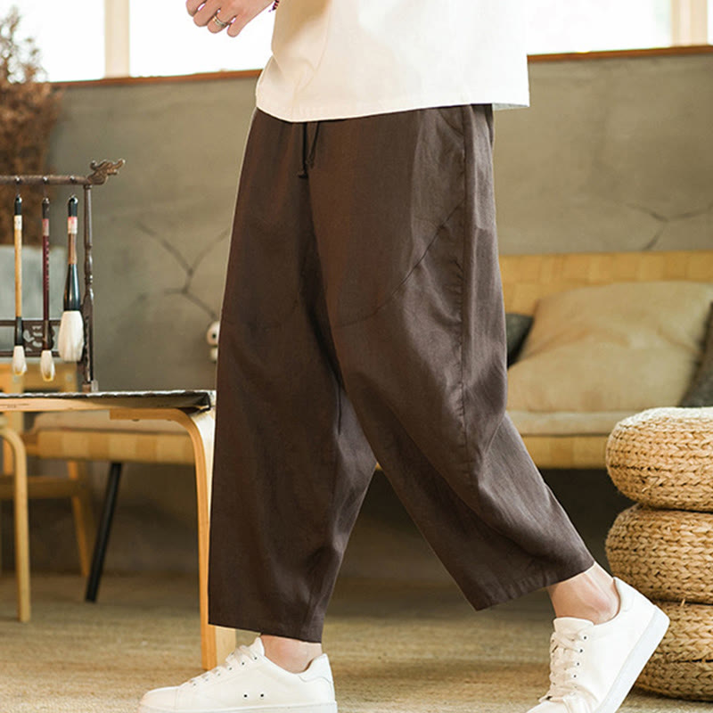 Tactile Linen Tapered Grounding Men's Harem Pants