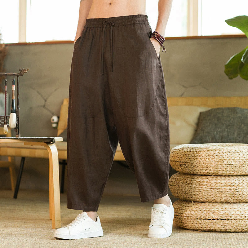 Tactile Linen Tapered Grounding Men's Harem Pants