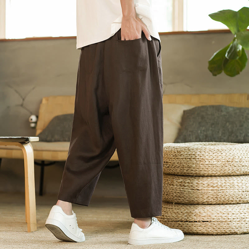 Tactile Linen Tapered Grounding Men's Harem Pants