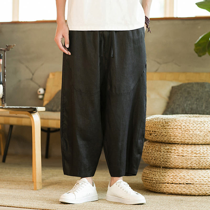 Tactile Linen Tapered Grounding Men's Harem Pants