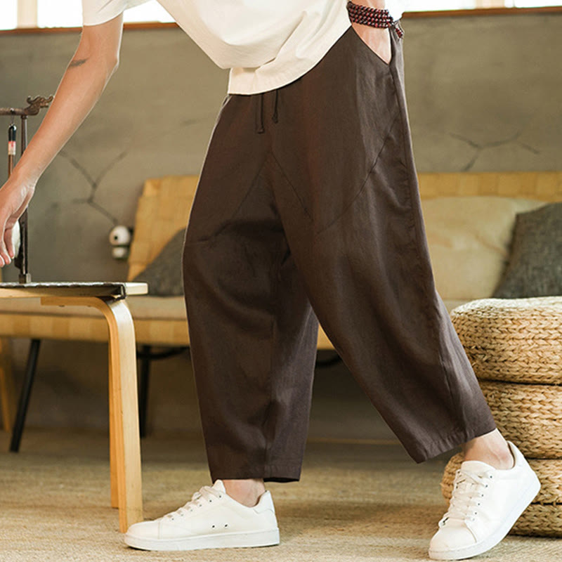 Tactile Linen Tapered Grounding Men's Harem Pants