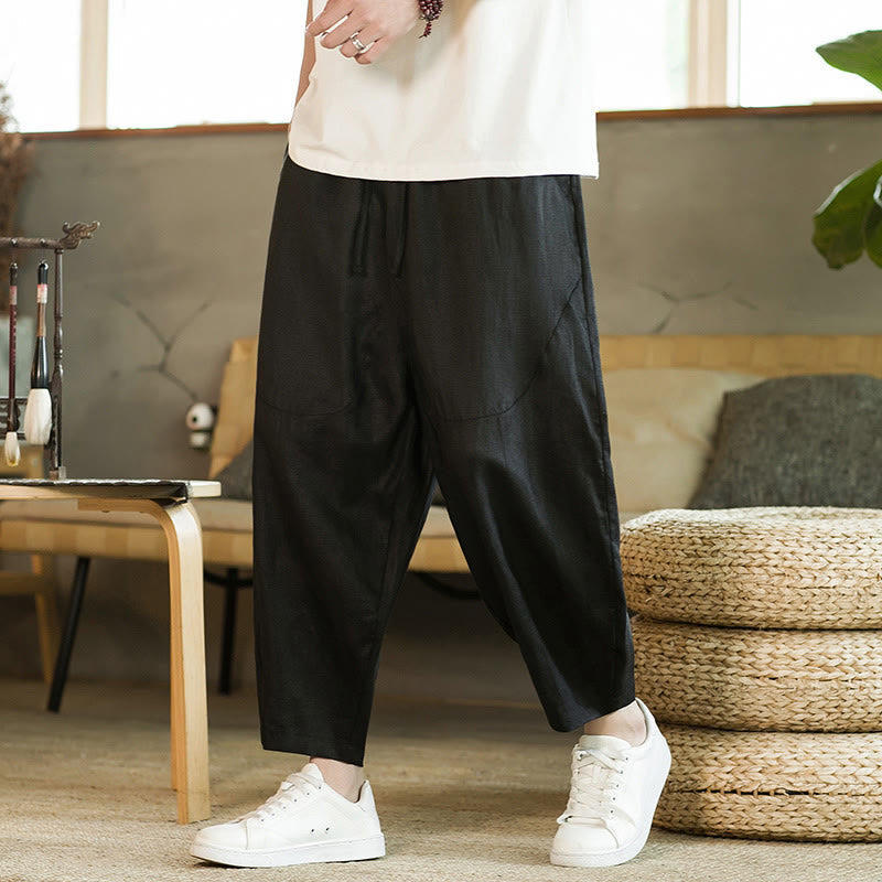 Tactile Linen Tapered Grounding Men's Harem Pants