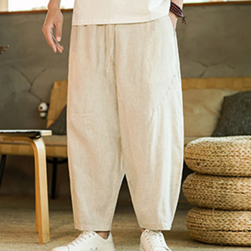 Tactile Linen Tapered Grounding Men's Harem Pants