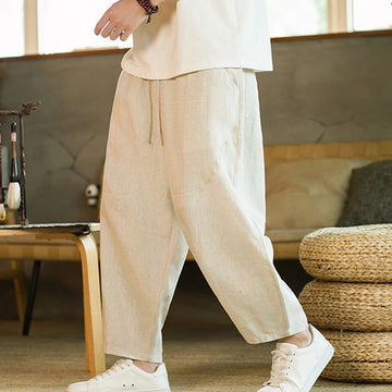 Tactile Linen Tapered Grounding Men's Harem Pants