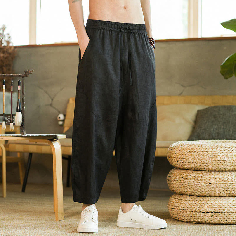 Tactile Linen Tapered Grounding Men's Harem Pants