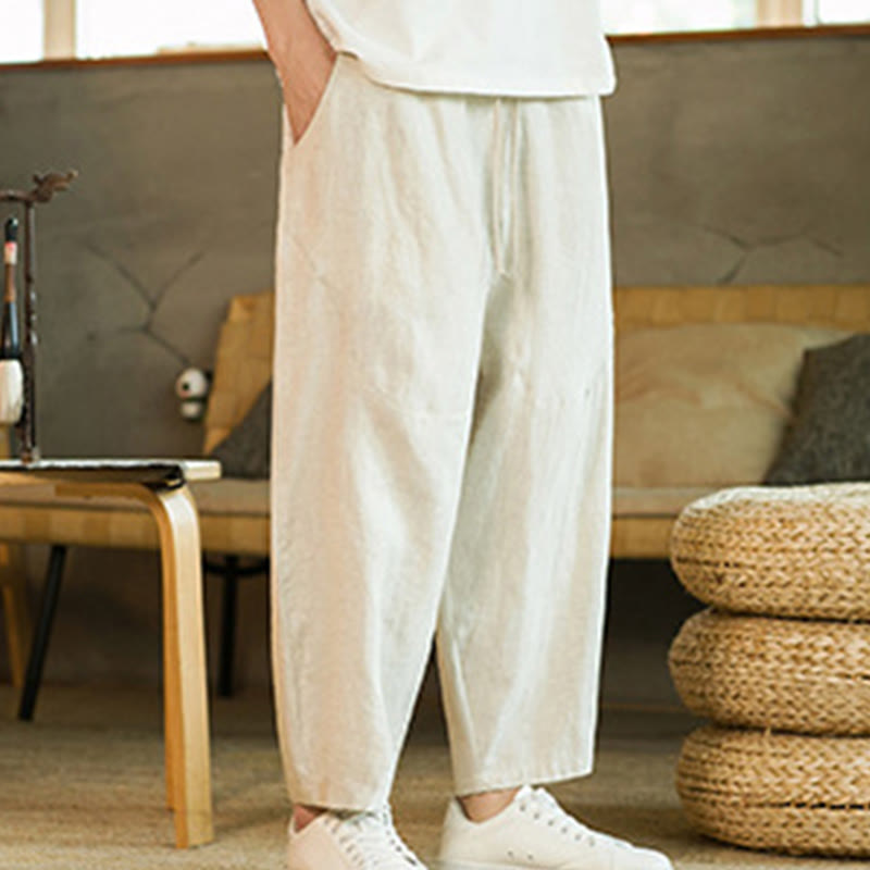 Tactile Linen Tapered Grounding Men's Harem Pants