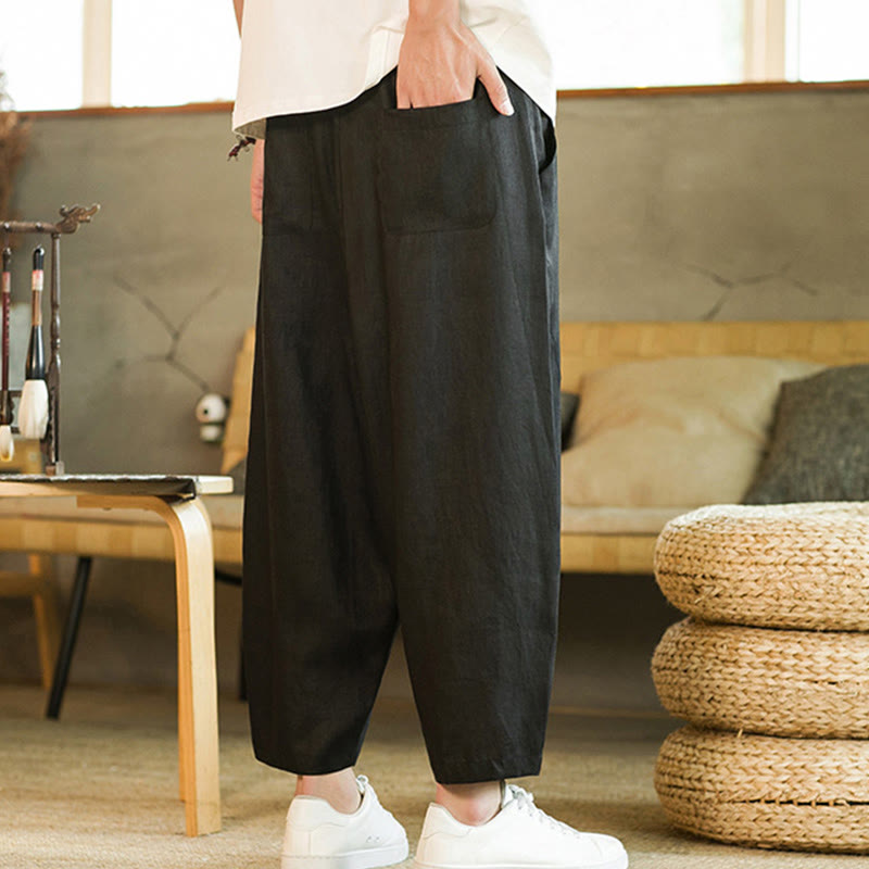 Tactile Linen Tapered Grounding Men's Harem Pants