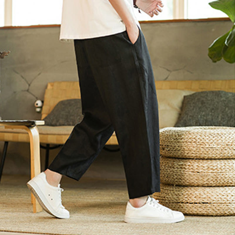 Tactile Linen Tapered Grounding Men's Harem Pants