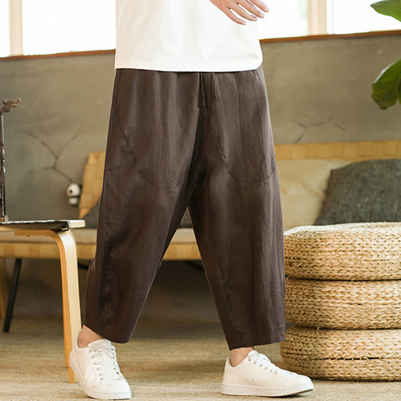 Tactile Linen Tapered Grounding Men's Harem Pants