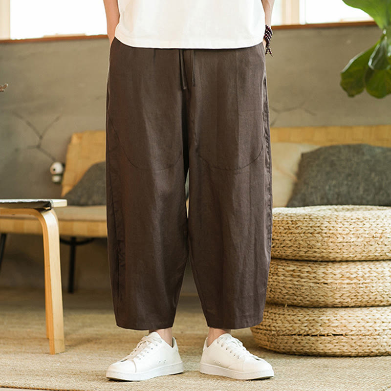 Tactile Linen Tapered Grounding Men's Harem Pants