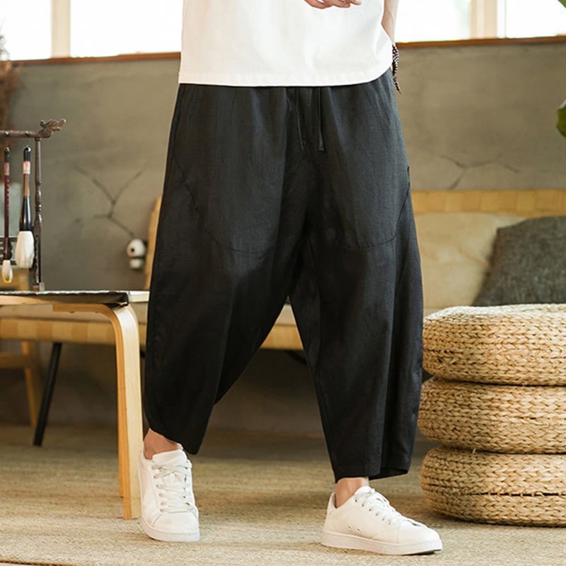 Tactile Linen Tapered Grounding Men's Harem Pants