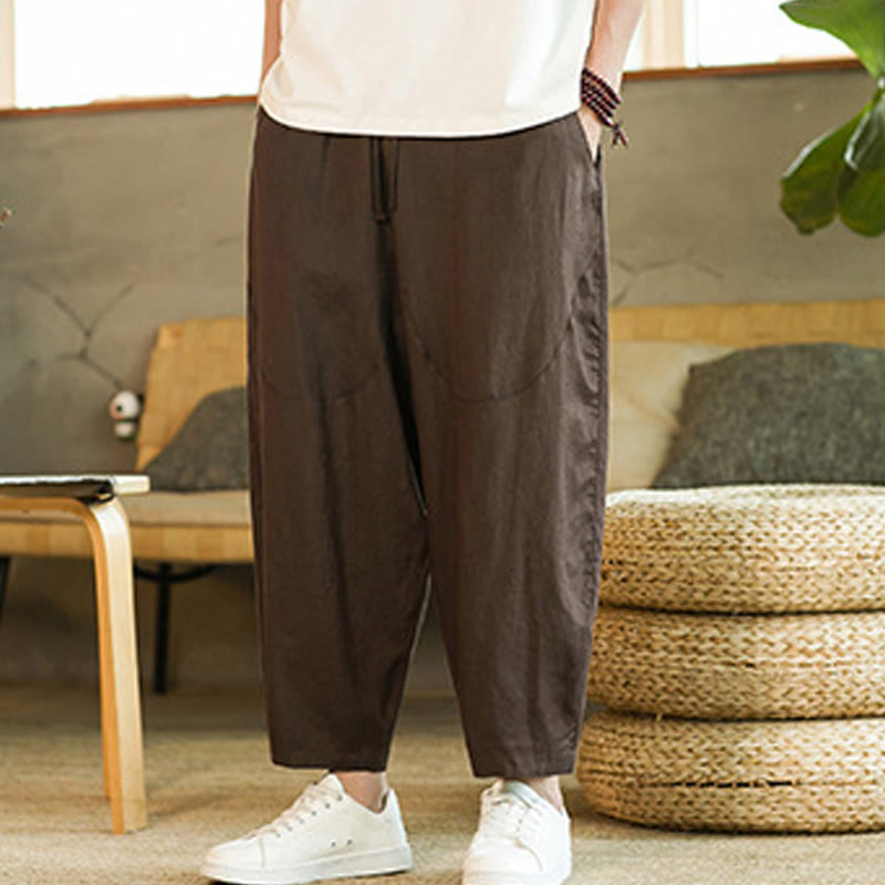 Tactile Linen Tapered Grounding Men's Harem Pants