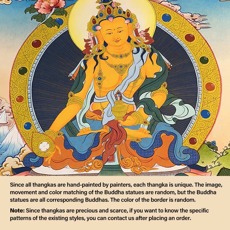 Tibetan Thangka Painting Yellow God of Wealth Green Tara Avalokitesvara Handmade Decoration Blind Box(Random Style)