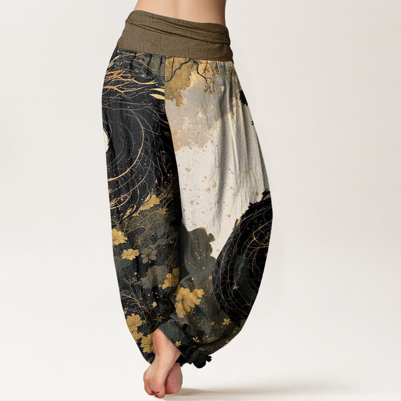 Cotton Ancient Tree Print Mindful Meditation Harem Pants